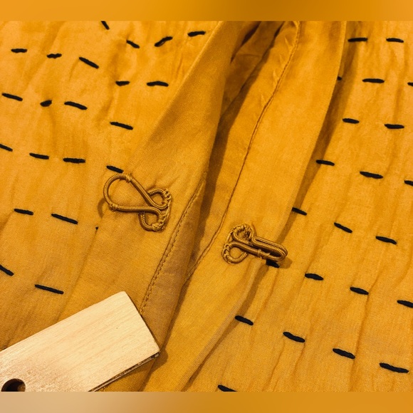 J Jill Pure Jill Kantha-Stitched Kimono Jacket  Pockets Golden Rod SZ. Med - Picture 8 of 16